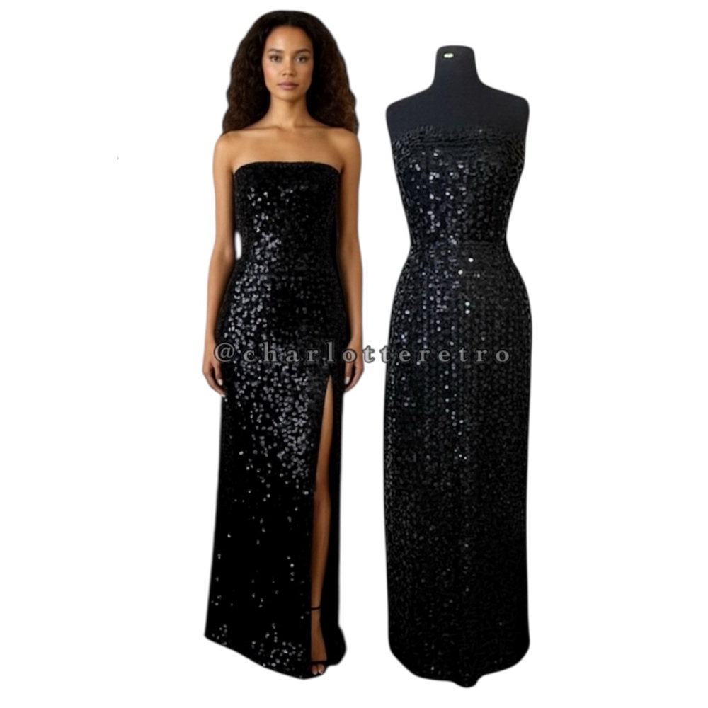 vtg Lilli Diamond of California •  Sequin Wiggle Dress w Thigh Split